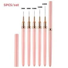 5 Pcs Set Nail Art Brushes, Nail Art Painting Pen Set, Size 7 9 11 15 25 Nail Design Brushes, Paint Drawing Liner Nail Art Tools, Suitable For Beginners And Professional Nail Art Pink Nail Art Painting Pen - Pink - View 8