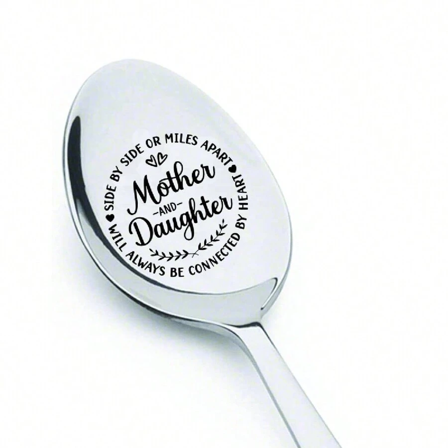 1 件母亲和女儿无论相隔多远都永远在一起，母亲节礼物不锈钢勺子圣诞节生日礼物 - 銀色 - 查看 1