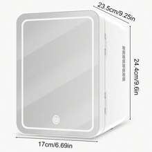 THREEKEY Mini Fridge With Dimmable LED Mirror (4 Liter/6 Can) - Cooler And Warmer For Makeup, Skincare, Food - Ideal For Bedroom, Office, And Car - White - US A Type Plug(110-127V) - View 6