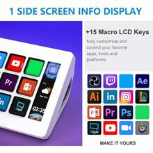 Stream Deck .2 Blanco - Controlador de estudio, 15 teclas macro, desencadena acciones en aplicaciones y software como OBS, Twitch y talla grande, funciona con  y PC - Blanco - Ver 7