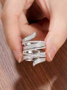 1 PC Fashion Cubic Zirconia Ring For Women For Wedding Engagement Anniversary Party Jewelry Valentine's Day Gift,Mom,Mother,Mother's Day,Gift