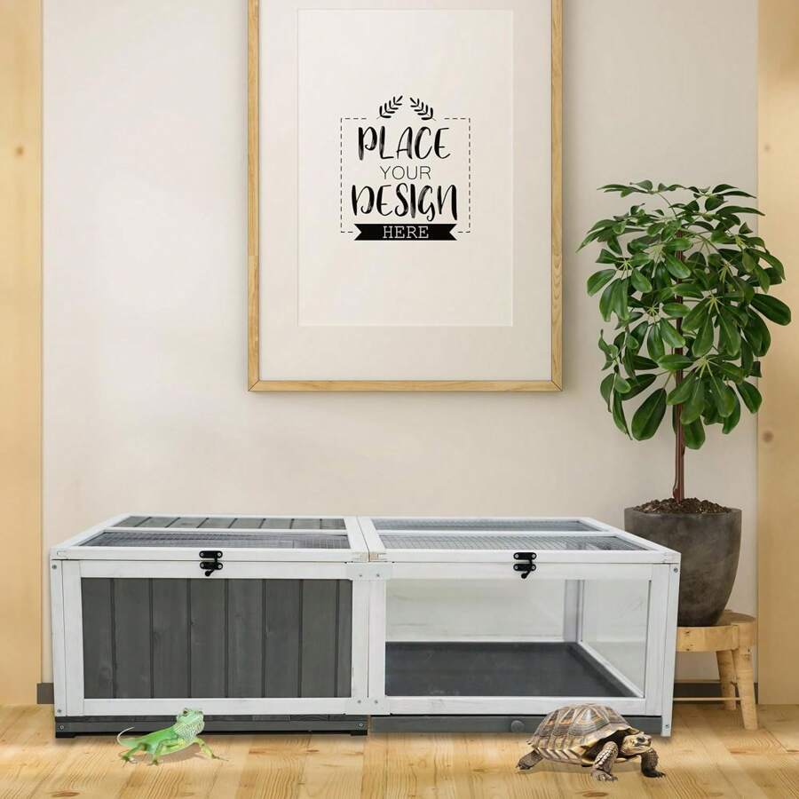 43" Tortoise Enclosure Indoor Wooden Bunny Cage Snake Enclosure Reptile