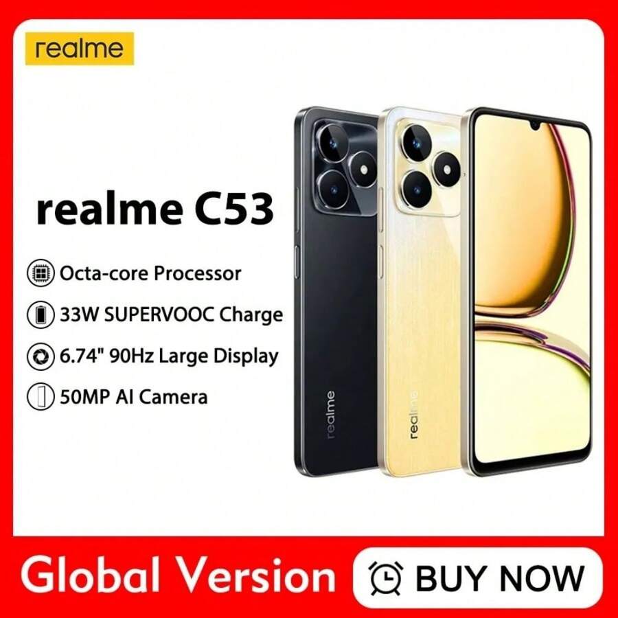 Realme C53 全球版 NFC 8 256GB 八核心 33W SUPERVOOC 充電5000mAh 50MP AI攝像頭6.74吋高清90Hz NFC 歐盟轉換器
