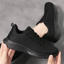 Chaussures de course pour hommes aux quatre saisons (printemps, été, automne, hiver), chaussures larges pour hommes à grosse tête, chaussures larges pour femmes aux pieds larges et à l'arche élevée, chaussures de sport à semelle large et respirante, chaussures de travail pour femmes, chaussures d'infirmière sans usure - Noir - Voir 4