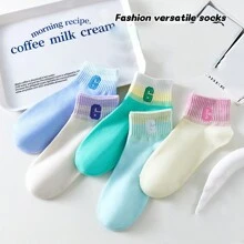 Calcetines de corte bajo con degradado de arcoíris para mujer, calcetines ligeros de verano, absorbentes del sudor y transpirables para deportes y actividades al aire libre - Multicolor - Ver 1