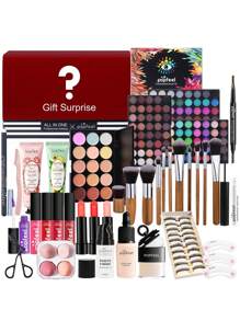 Holiday Valentine's Day Surprise Makeup Gift Box, Including Eyeshadow, Lip Gloss, Lipstick, Concealer Palette, Makeup Tools, False Eyelashes, Makeup Brush