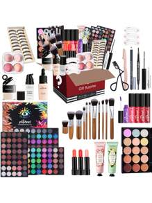 Holiday Valentine's Day Surprise Makeup Gift Box, Including Eyeshadow, Lip Gloss, Lipstick, Concealer Palette, Makeup Tools, False Eyelashes, Makeup Brush