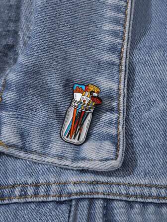 1 st zinklegering personlig färgad penselmärkespenna, tecknad brosch för konstmålning pensel droppande oljefärg klänningstillbehör nål för kläder väska berlock skola kontorstillbehör skjortor jacka smycken jul halloween klädnål roliga söta lärarpresenter