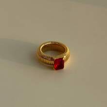 Nhẫn Cubic Zirconia nhiều màu sắc mới dành cho nữ Nhẫn kim loại mờ vuông dày phong cách cổ điển trang sức ngón trỏ cá nhân hóa Quà tặng cho các cô gái Hip Hop - Nhẫn - Xem 17