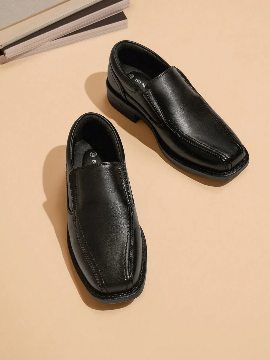 Boy's Dress Shoes Slip-On Loafer Wedding Shoes Versatile Lightweight Casual Flat Shoes For Children, Suitable For Everyday Wear In All Seasons - màu đen - Xem 1