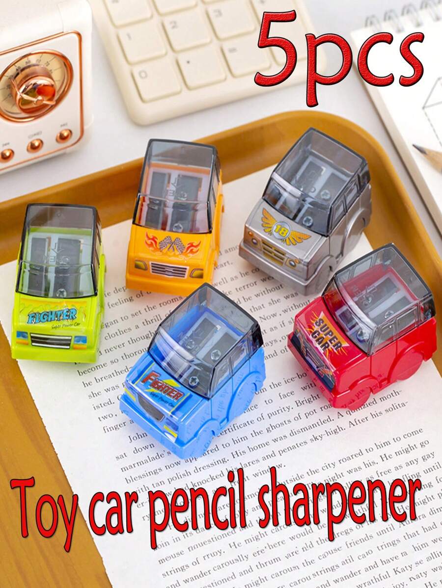 1/2/5 piezas Sacapuntas en forma de coche, regalo creativo de papelería para niños y estudiantes, artículos de papelería divertidos (color aleatorio) - Multicolor - Ver 1
