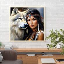 DIY 人物/动物钻石画套装，圆形钻石，无框 - 彩色 - 查看 9