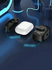 Un nuevo estuche protector para Apple AirPods de PC + TPU con portallaves, compatible con el estuche de carga de Apple AirPods 1 y 2 - Negro - Ver 5