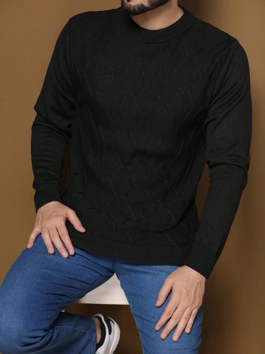 Men Sweaters - สีดำ - ดู 1