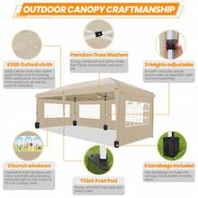 Gazebo 3x6 With Side Walls, Folding Pavilion 3x6 Waterproof, Stable, Winterproof With Bag With Wheels, 4 Sandbags, Easy To Set Up Folding Tent For Outdoor Party, Garden, Event - 卡其色 - 查看 5