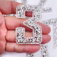 0-9 Digital Silver White Rhinestone Self-Adhesive Letter Patch Iron Sticker Clothing Badge Sticker Clothing Bag Shoes DIY Creative Gift Decoration - Silver - View 10
