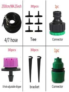 1 Set Automatic Garden Irrigation System - Drip Hose Kit With Adjustable Drippers & Spray Nozzles Effortless Watering Control For Plants, Flowers, And Lawns - Multicolor - View 8