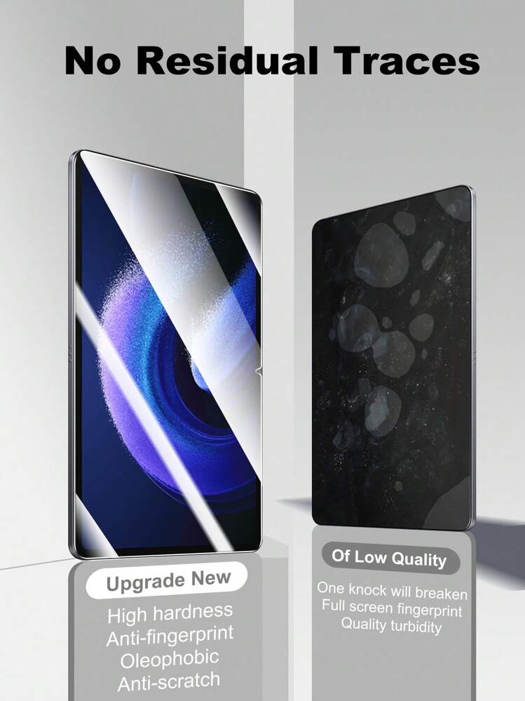 2 件小米/红米平板电脑高铝钢化玻璃屏幕保护膜，9H 硬度，圆边，防刮，兼容小米 MiPad 5/5 Pro、6/6 Pro、Pad SE、Pad Pro、Redmi Pad、Pad SE、Poco Pad 防水防震防摔防摔防指纹全覆盖 - 無色 - 查看 4