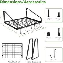 1pc Pot And Pan Hanger, Wall Mounted Pots And Pan Hanging Rack With 8 Hooks For Kitchen Cookware Utensils 2 DIY Methods Black Steel Hanging Pot Rack - Black - View 2