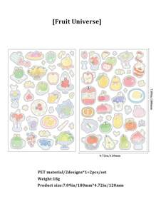 2片雙面透明閃粉黏貼貼紙，可愛卡通水果和花卉裝飾材料貼紙 - 浪漫收藏家 - 查看 14