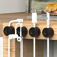 Desk Cable Organizer With Magnetic Clips - Plastic, Battery-Free, For Tidying Up Cables And Chargers - Multicolor - View 2