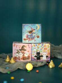 24piezas Cajas para dulces de Halloween con lindos diseños de calabaza y fantasma, Mini cajas para dulces para truco o y detalles para fiesta de Halloween - Multicolor - Ver 6