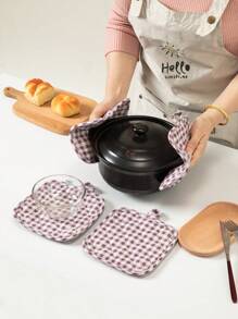 2 pièces/4 pièces Dessous de plat en coton épais isolé, tapis résistant à la chaleur pour la cuisine, la salle à manger, le salon, support de style nordique