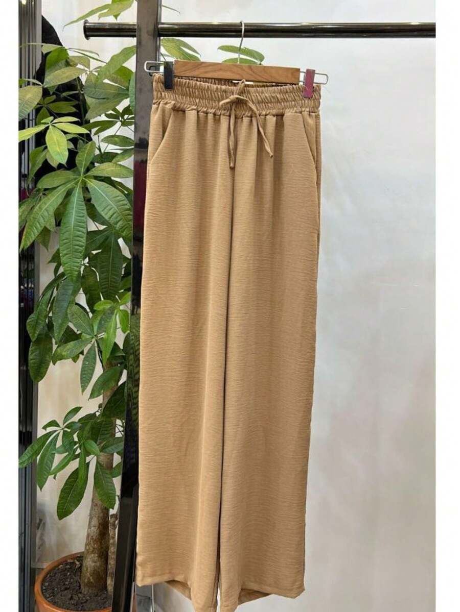 Women Pants - 卡其色 - 查看 1