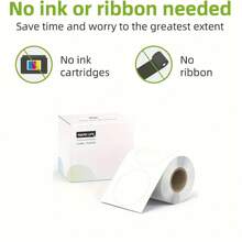 White Marklife P50/P80/D100/D200 Circular Thermal Paper Label, Transparent White Colored Cake Sealing Sticker, Gift Label, Christmas Label, New Year Label, Waterproof, Oil Resistant, Tear Resistant