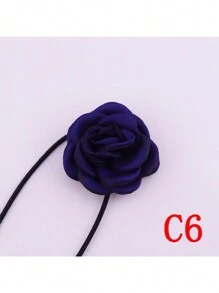1件手工玫瑰花卉天鹅绒颈链，创意长款花卉项链，时尚优雅，适合日常佩戴、节日庆典、旅行等场合。 - 彩色 - 查看 12