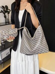 Juego de bolso de hombro con monedero, 2 piezas, nuevo estilo de moda 2025, adecuado para mujeres, uso diario, vacaciones, viajes, días festivos, citas, regalo