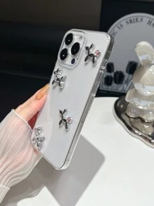 1 pieza Funda protectora transparente para teléfono móvil con diseño electrochapado de lindo bóxer, apta para series iPhone 16, 15, 14, 13, 12, 11, X/XS, XS Max, XR, 7/8, 7/8 Plus, anti-caída y arañazos, estilo minimalista