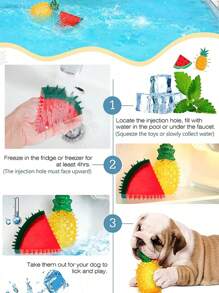 1 pieza/2 piezas/3 piezas Juguete para mascota con sonido, lindo juguete para masticar con forma de fruta para refrescarse en el verano