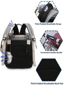 1pc Baby Diaper Bag Backpack, Multifunction Portable Waterproof Large Capacity Travel Baby Bags, Baby Stuff Organizer, Baby Registry Search, Baby Diaper Bags For Boys & Girls, Baby Shower Gifts, Newborn Baby Essential Gifts - 深灰色 - 查看 4