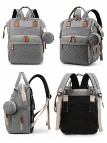 1pc Baby Diaper Bag Backpack, Multifunction Portable Waterproof Large Capacity Travel Baby Bags, Baby Stuff Organizer, Baby Registry Search, Baby Diaper Bags For Boys & Girls, Baby Shower Gifts, Newborn Baby Essential Gifts - 深灰色 - 查看 8