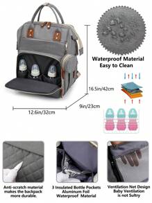 1pc Baby Diaper Bag Backpack, Multifunction Portable Waterproof Large Capacity Travel Baby Bags, Baby Stuff Organizer, Baby Registry Search, Baby Diaper Bags For Boys & Girls, Baby Shower Gifts, Newborn Baby Essential Gifts - 深灰色 - 查看 3