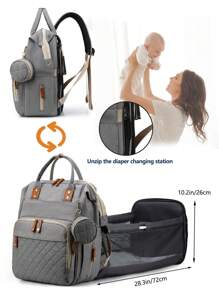 1pc Baby Diaper Bag Backpack, Multifunction Portable Waterproof Large Capacity Travel Baby Bags, Baby Stuff Organizer, Baby Registry Search, Baby Diaper Bags For Boys & Girls, Baby Shower Gifts, Newborn Baby Essential Gifts - 深灰色 - 查看 5