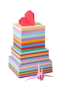 Set de 100 piezas de papel de origami cuadrado con mezcla de colores para manualidades con papel, papelería DIY y proyectos de arte - Multicolor - Ver 3