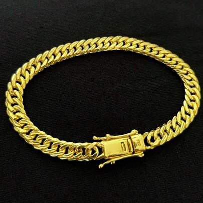 Pulseira Grumet Lacraia 6mm Fecho 750 Banhado A Ouro 18k