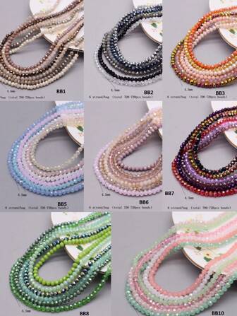 4mm Coating Color 6 Strands/Bag Approx 720pcs Beads Rondelle Crystal Glass Beads  Faceted Loose Spacer Beads  For Jewelry Making DIY Accessories Bracelets Necklace Made Clothing Accessories