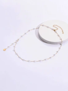 1 dây chuyền thắt lưng hình trái tim ngọc trai giả thời trang dành cho nữ - Vàng - Xem 2