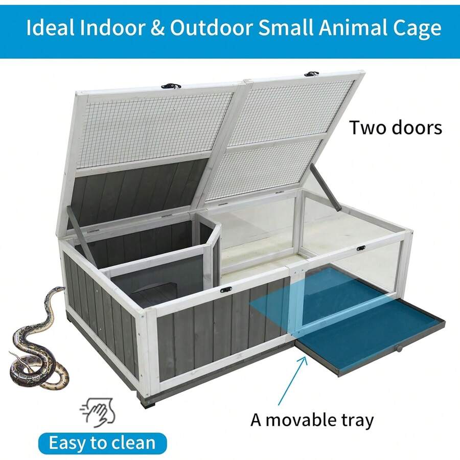 43" Tortoise Enclosure Indoor Wooden Bunny Cage Snake Enclosure Reptile