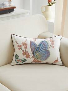 1pc Butterfly Embroidery Pillowcase, Suitable For All Seasons, Home Decor For Living Room And Indoor Use - Multicolor - View 6