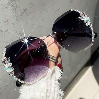 Lady Fashion Rhinestone Fashion Glasses, Royal Wear, Travel For Summer Beach Vacation,Outdoor,Travel