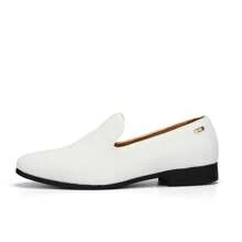 Mens Loafers Dress Shoes Slip On Driving Shoes Tuxedo Suit Shoes - trắng - Xem 4