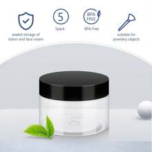 Household 4oz Plastic Jars With Lids, 5 Pack, Reusable, Refillable Transparent Cosmetic Containers For Bath Salts, Cosmetics, Powders, Beauty Product And Small Accessories