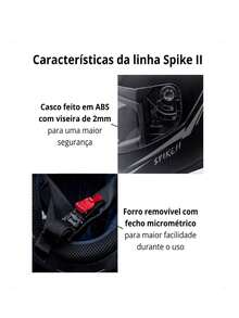 Capacete Moto Spike 2 Peels Bsn Preto Azul Metálico Fechado TAMANHO 56 - Multicolorido - Visão 9