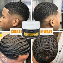 GZE迷迭香深波髮蠟-水基髮霜，適用於360度波浪訓練和狼牙棒設計，柔順容易使用和造型，強力控制，易於清洗，適用於波浪師和理髮店，3.53盎司錫罐 - 黑色 - 查看 6