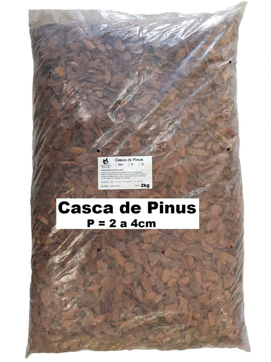 1kg Casca de Pinus Triturado Para Proteção Decoração Forração Terrário- tamanho P - Castanho - Visão 1
