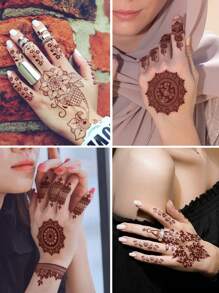 STARTTOOS 4PCS Red Floral Lace Striped Pattern Hand, Chest, Abdomen, Back Temporary Tattoo Stickers - Red - View 2